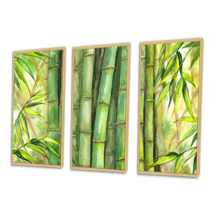 Art Print of Green stems of bamboo forest