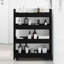 Narrow Storage Trolley 4 Tier Rolling Cart Bookcase Engineered Wood