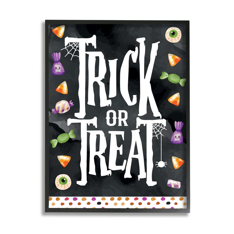 «Trick Or Traite Halloween Candy» encadré sur bois par ND Art, impression, Giclée encadrée noir minuit, H 14 po x l 11 po