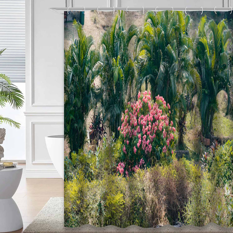 Rideau de douche avec 12 crochets Good Palm Tree, L 72 po x l 84 po