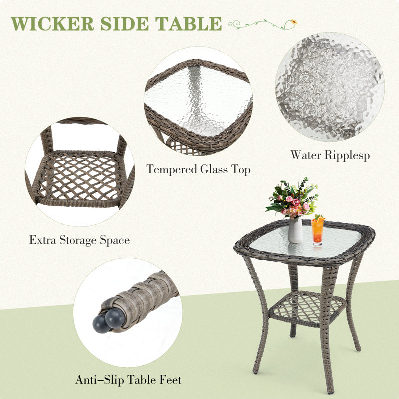 5-Piece Outdoor Patio Furniture Set With Swivel Rocking Chairs, Ottomans And Glass Coffee Table, Red