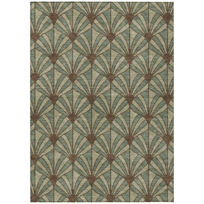 Machine Washable Indoor/Outdoor Lipman ACN2426 Mid-Century Modern Rug, Rectangle 10' x 14'