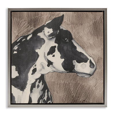Rustic Cow Looking Right Canvas Wall Art by Grace Popp