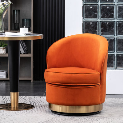 Modern Orange Velvet Swivel Desk Chair - Functional And Elegant Accent In Function, Materials