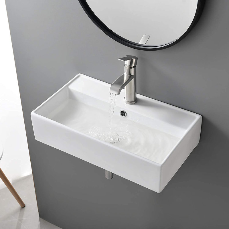 Lavabo de salle de bain mural, Blanc