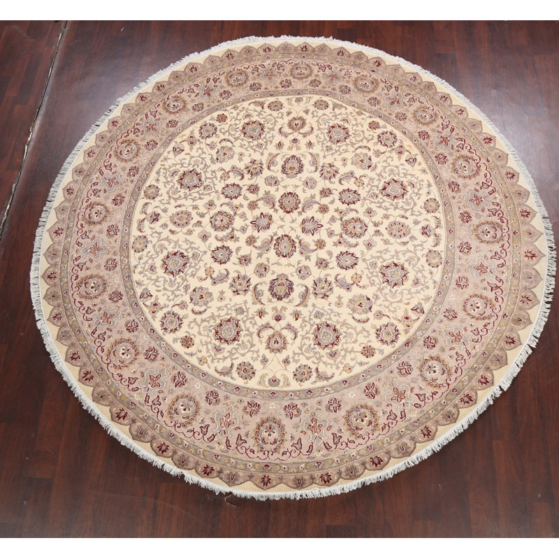 Tapis unique beige et rouge noué à la main 9 pi 1 po New Age