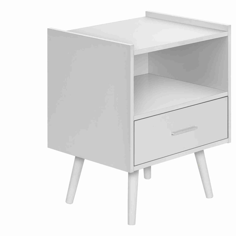 Table de bout avec rangement ouvert, Blanc