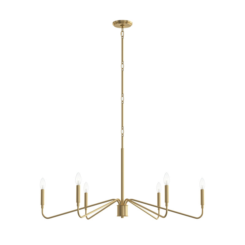 Pilar 6-Light Brushed Gold Chandelier, Brushed Gold