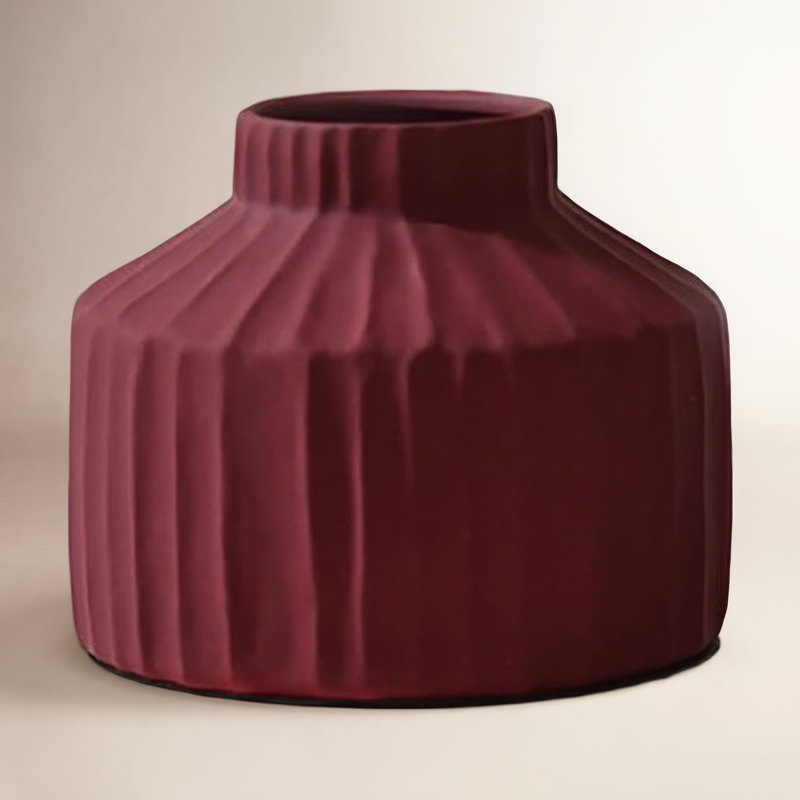 Vase de table en céramique Aviva, Rouge, H 5,4 po x l 6,6 po x P 6,6 po