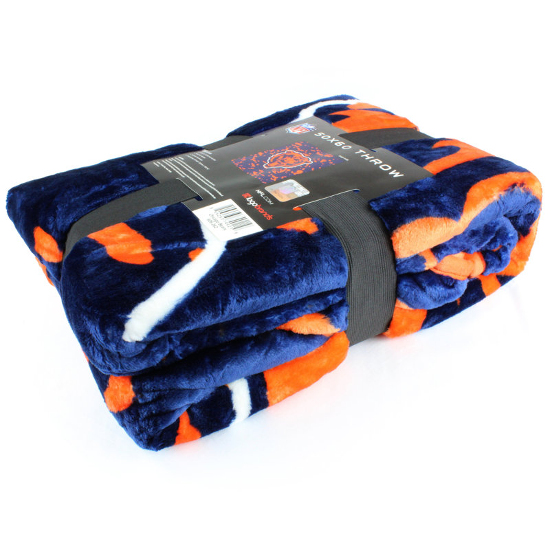 Chicago Bears Navy and Orange Knitted Throw Blanket