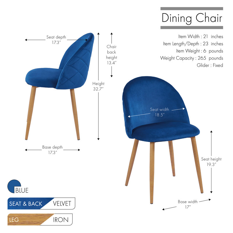Kerstetter Upholstered Dining Chair, Blue