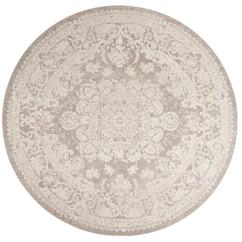 Calidia Oriental Beige/Cream Area Rug, Round 10'