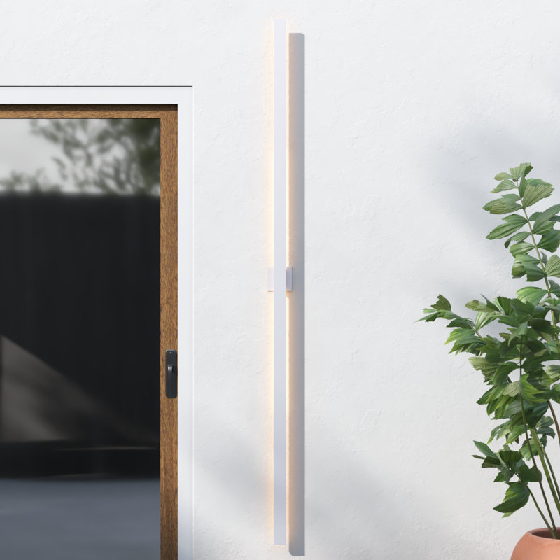 Replay Square 96'' H X 4.5'' W Aluminum LED Outdoor Wall Light, White