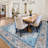 8x10 Blue Machine Washable Faux-Wool Vintage Floral Indoor Area Rug-1310997713-1328759843