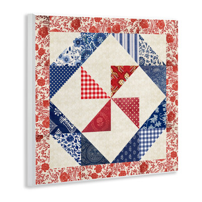 Collage de courtepointe, art mural sur plaque rouge, design par Susan Arnot