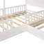 Lit en bois massif, lit simple, 2 lits simples, structure en L avec clôture et sommier à lattes, blanc-1289811377