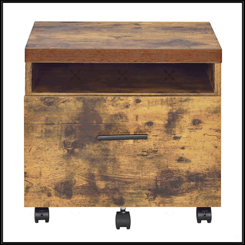 Weathered Oak And Black 1-Drawer File Cabinet