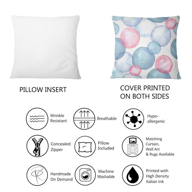 Coussin bleu et rose avec imprimé moderne