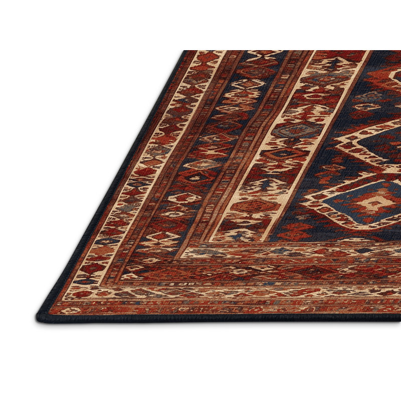 Machine Washable Turkish Black Area Rug, Rectangle 8' x 12'