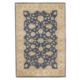 Hand Knotted Wool Area Rug in Blue And Gold