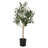 Vickerman Artificial Green Olive Tree in Black Planters Pot.-73286563