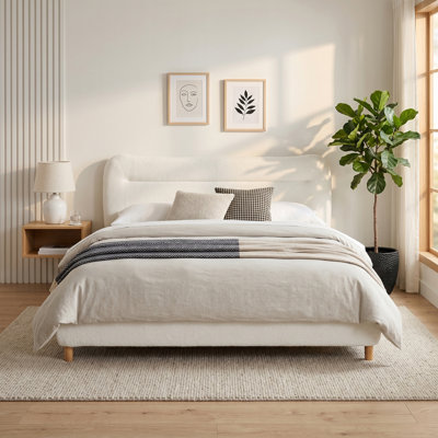Minimalist curved headboard teddy bear plush bed