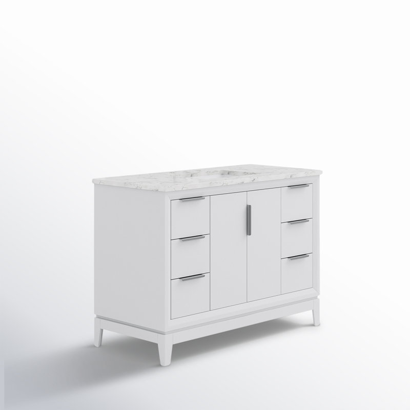 Meuble-lavabo simple 48 po Belmar, Blanc, Chrome chrome
