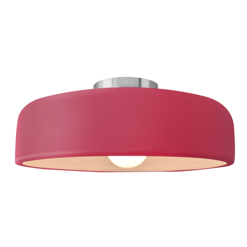 Plafonnier semi-encastré Radiance, Cerise, Nickel brossé, H 6,5 po x l 16 po x P 16 po