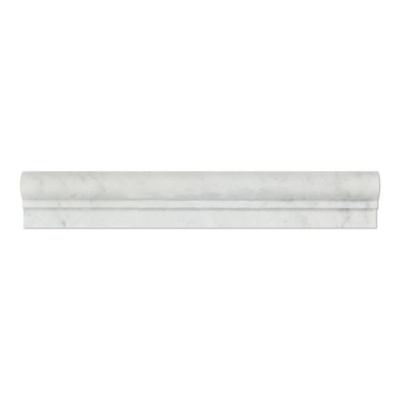 White Carrara 2" x 12" F1 Chair Rail Marble Look Wall Liner
