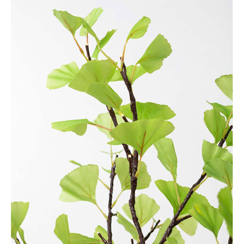 Indoor/ Outdoor Faux-Lighted Ginkgo Tree, 4'H Faux Foliage Tree in Metal Freestanding, Green