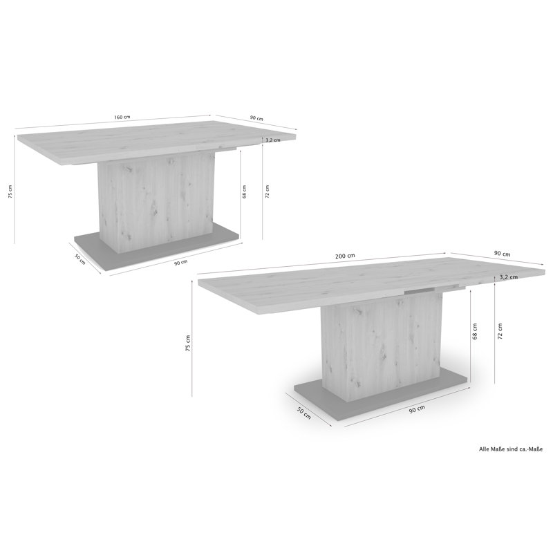 Murchison Extendable Dining Table, H75 x L160 x W90cm, Dark Brown