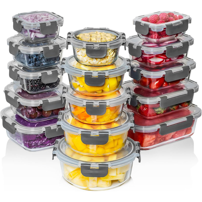 30 contenants en verre pour aliments, Gris