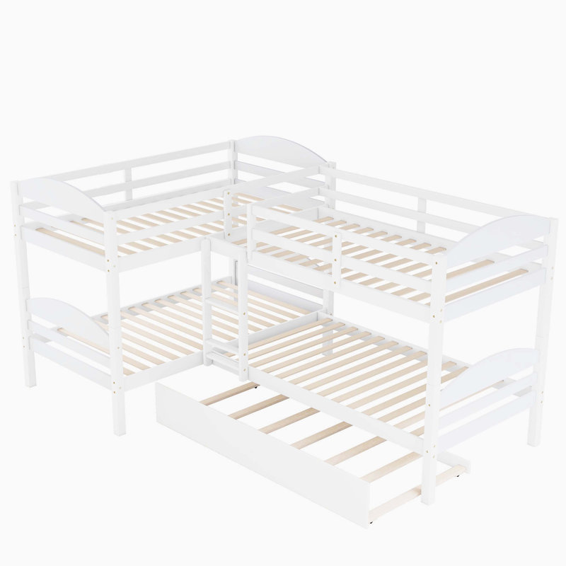 Lit simple en L avec lit gigogne