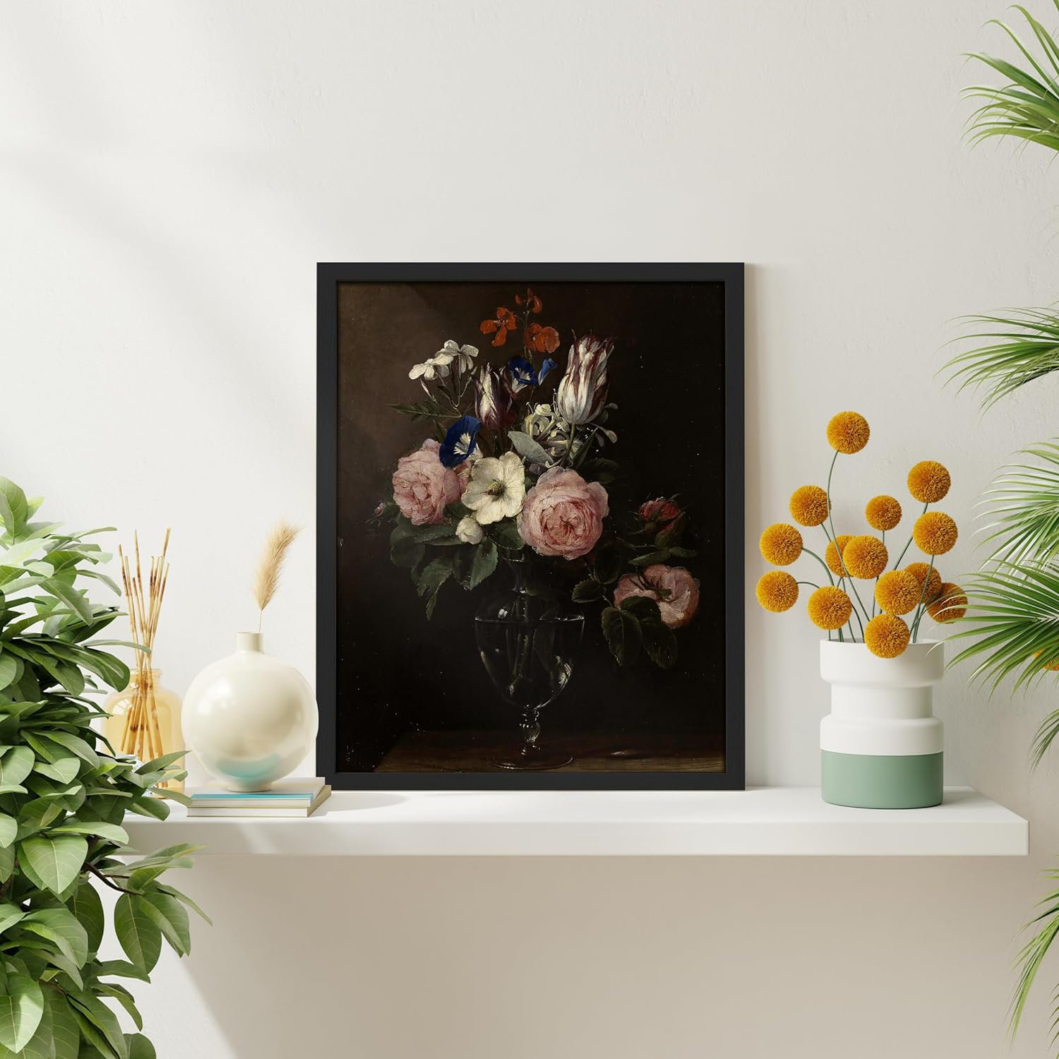 SIGNLEADER Rose Flower Bouquet In Vase Wall Art Floral Botanical Prints ...