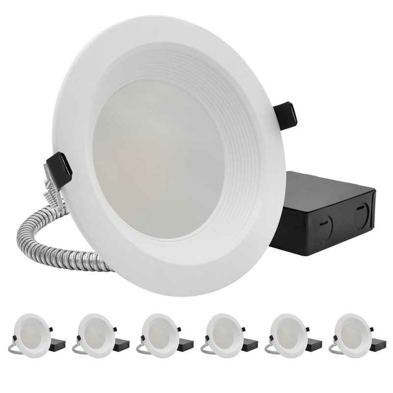 Luxrite 6 po Luminaire encastré commercial à DEL, Downlight Canless avec J-Box, 5CCT, à intensité variable, 12W-20W, jusqu'à 1900LM, IC classé 120-277V Baffle