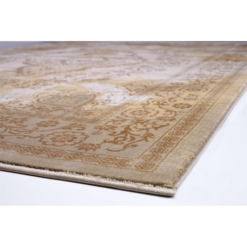 Tapis brun à motif floral Lauren, Rectangle 5 pi 3 po x 7 pi 7 po