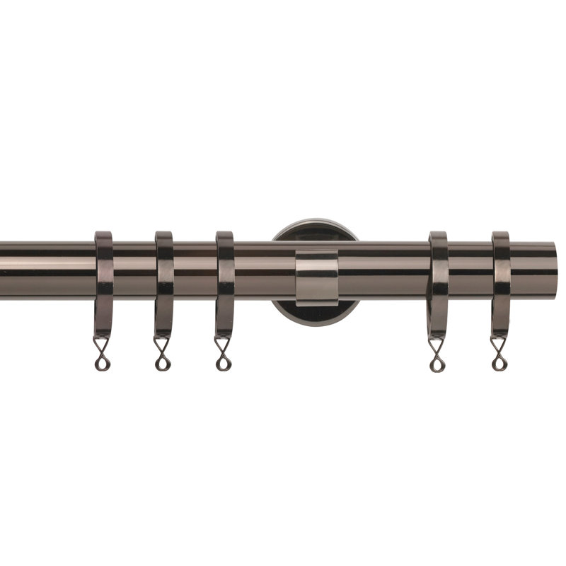 2.8cm Single Curtain Pole, 150 cm W x 2.8 cm H, Polished Graphite