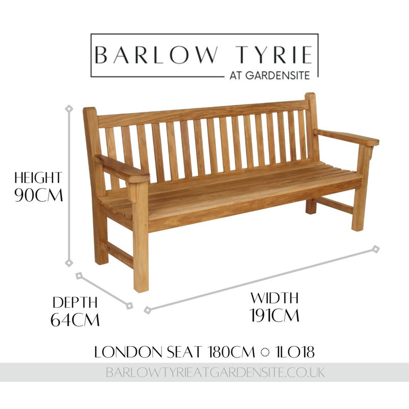 London Outdoor Teak Bench, 35" H x 75" W x 25" D