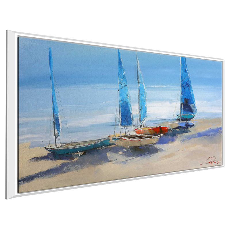 «Avant la voile» par Craig Trewin Penny - reproduction d'art, H 27,5 po x l 43,5 po x P 2 po, Cadre flottant blanc