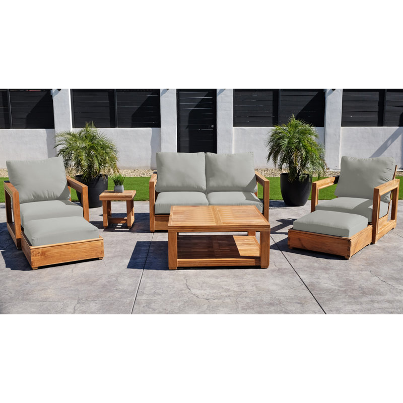 Chatsworth 7 Piece Love Seat Group With 36" Chat Table, Granite Sunbrella®