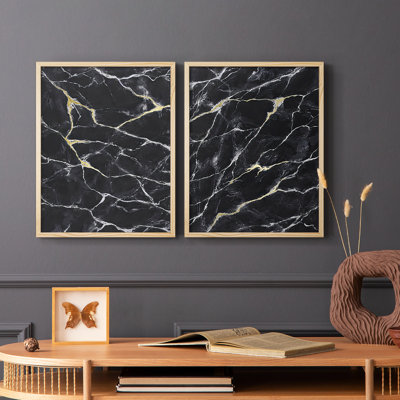 Black Marble I-Premium Framed Print -Ready to Hang - No Nails Required - No Nails Required