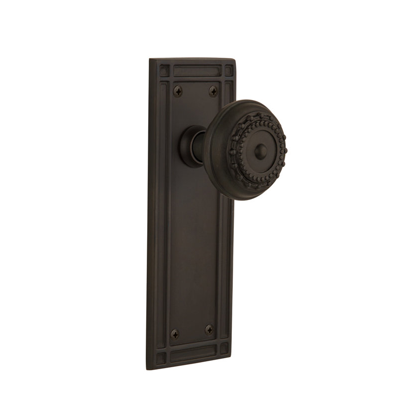 Plaque de mission avec bouton de porte Meadows, Bronze frotté à l'huile, 2 3/8 po