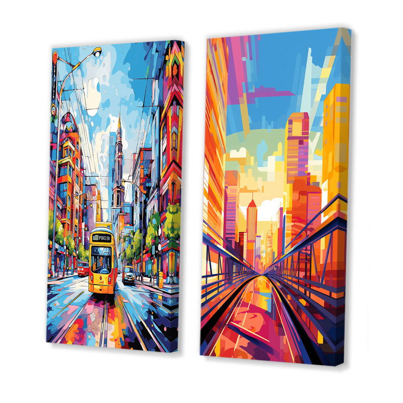«City Berlin Popart», 2 pièces sur toile, Toile tendue, H 40 po x l 40 po