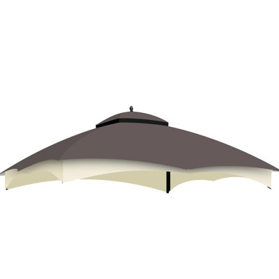 Auvent de remplacement pour pavillon de jardin 10X12, brun, matériau, protégé, eau, décoloration avec évent et trou de drainage Couvercle de pavillon brun 10X12, protégé, hydrofuge