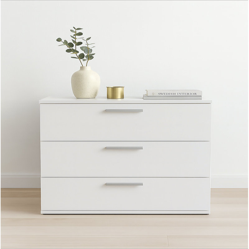 Commode modulaire à trois tiroirs Morgan, White