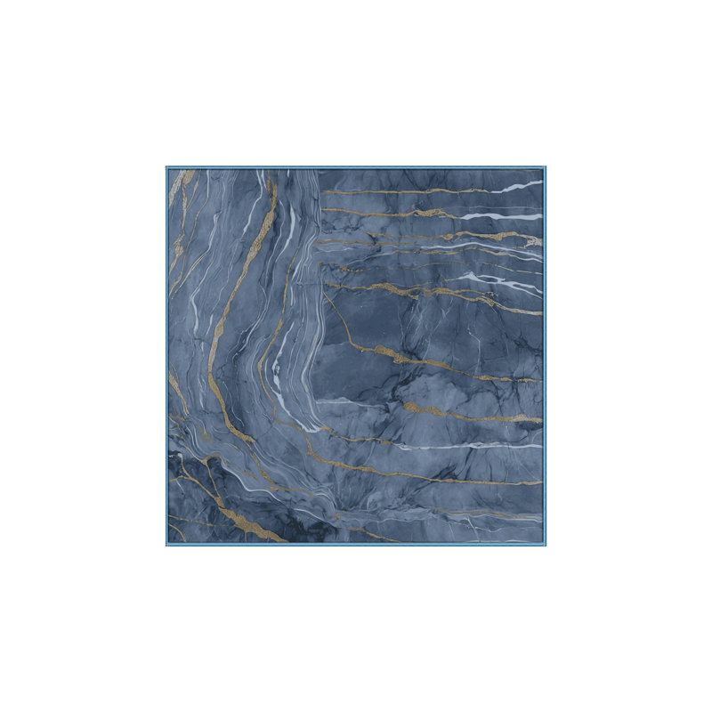 Machine Washable Blue Area Rug, Square 6'
