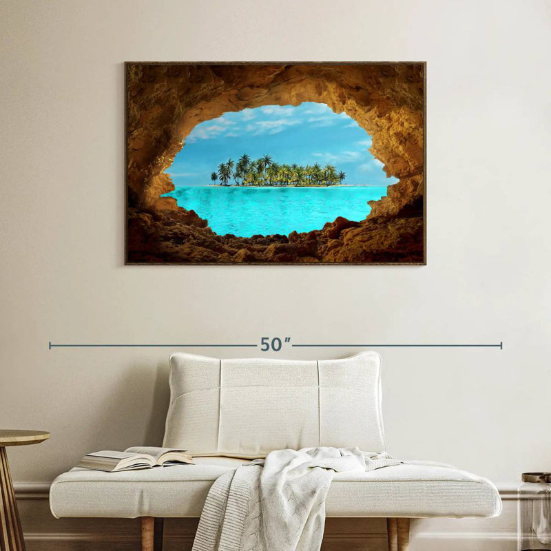 Île secrète, Cadre flottant en noyer, 40 po x 27 po