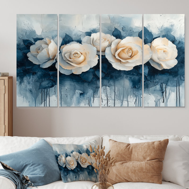 Atkinson - Roses, art mural - ensemble d'art mural moderne, 4, H 28 po x l 48 po