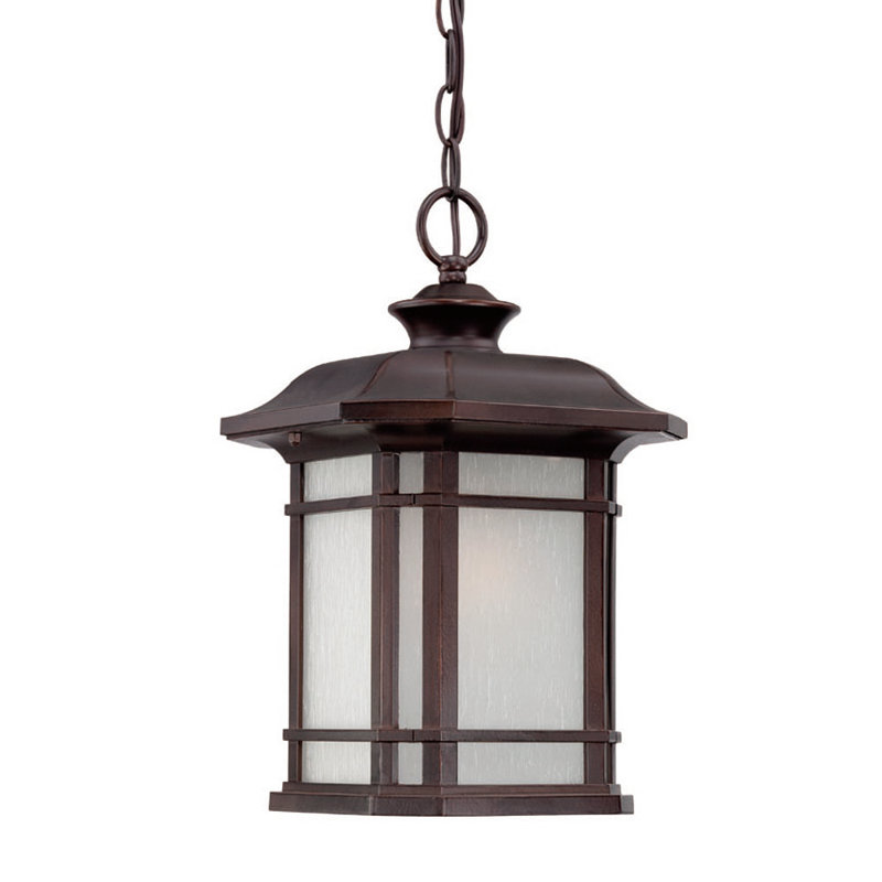 Lanterne suspendue d’extérieur 1 ampoule Broadmoor, H 15 po x l 9,25 po, Bronze architectural