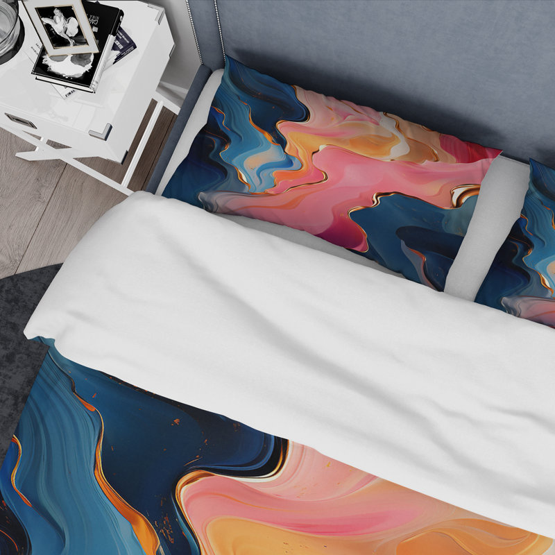 Ensemble de housse de couette rose et or, Housse de couette pour grand lit
